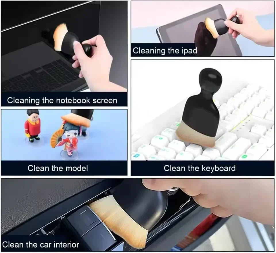 Car Interior Cleaning Brush Conditioner Air Outlet Soft Fur Clean Brushes with Shells Crevice Dust Removal Detailing Brush Tools
