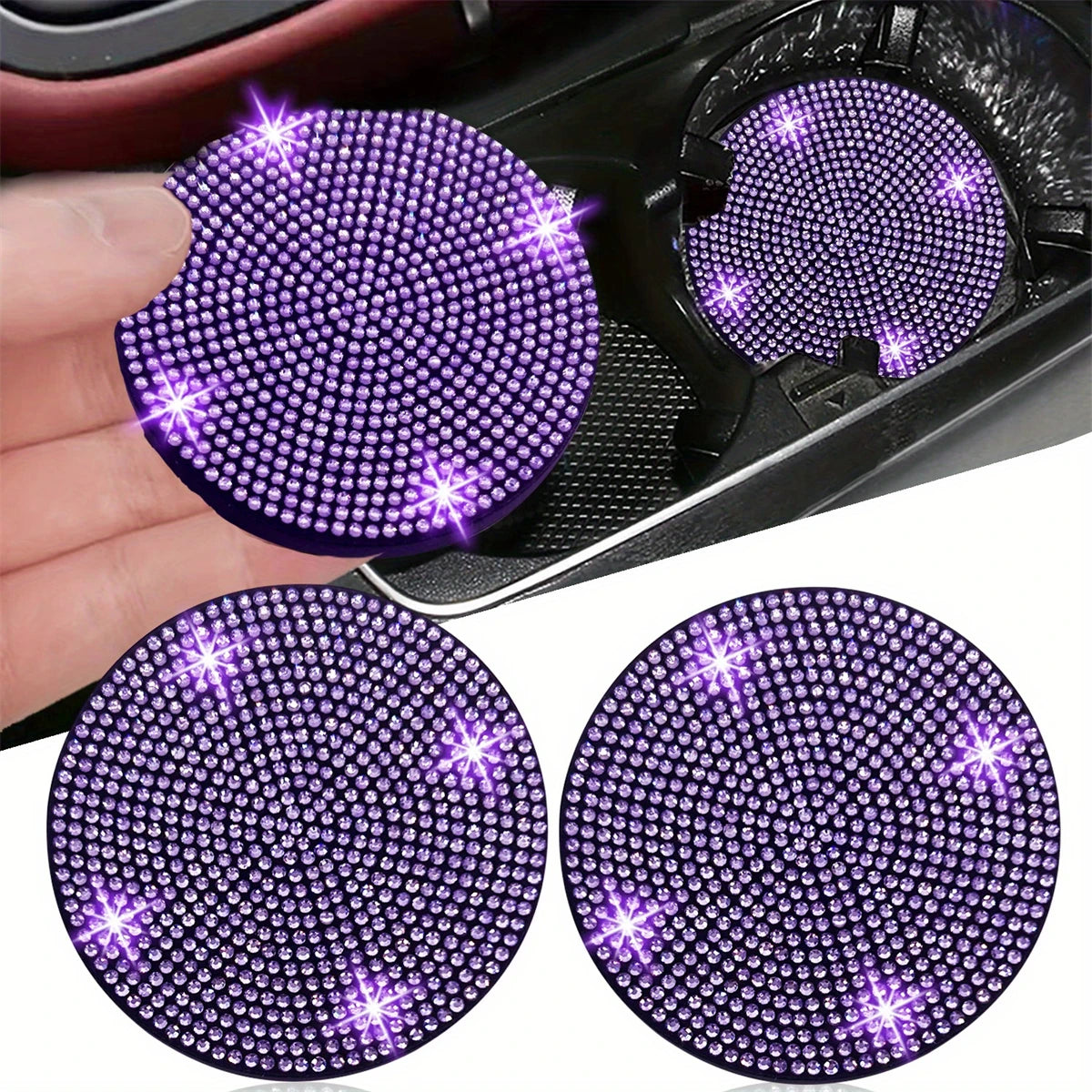 2pcs Imitation Diamond Fashion Car Cup Cushion Bling Car Cup Holder Coaster Anti-slip Popular and fashionable coasters