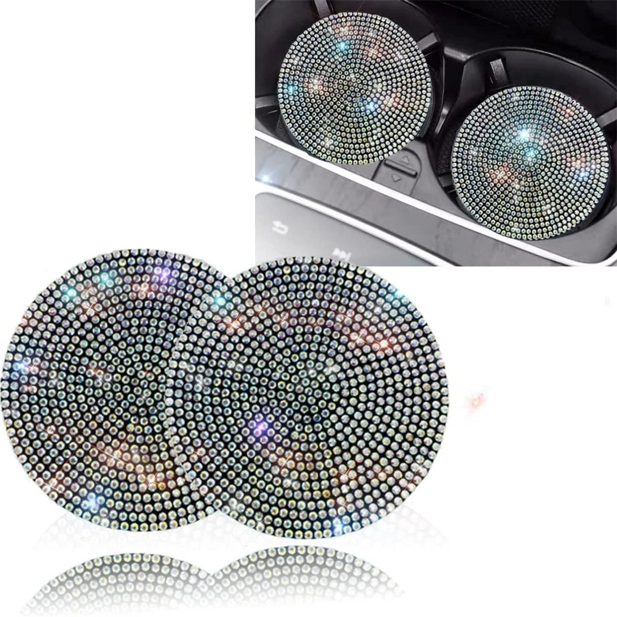 2pcs Imitation Diamond Fashion Car Cup Cushion Bling Car Cup Holder Coaster Anti-slip Popular and fashionable coasters